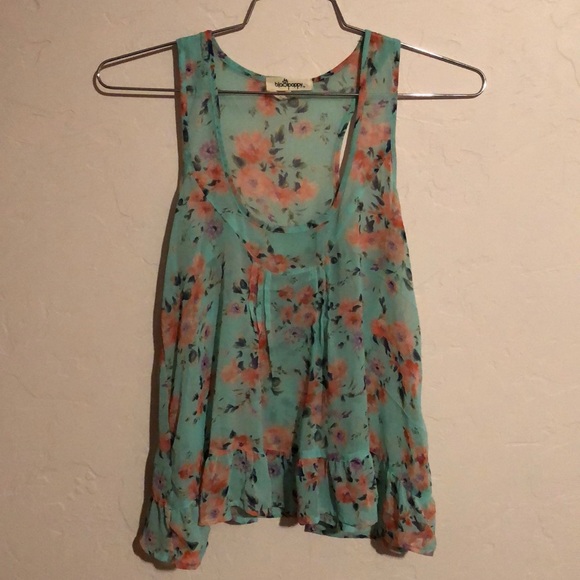 Black Poppy flowered flowy tank - Picture 4 of 6